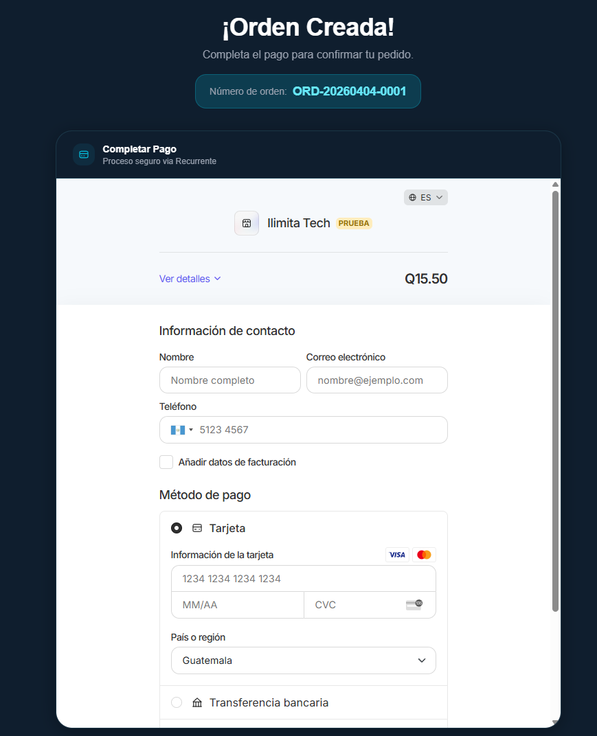 Link de pago con Recurrente